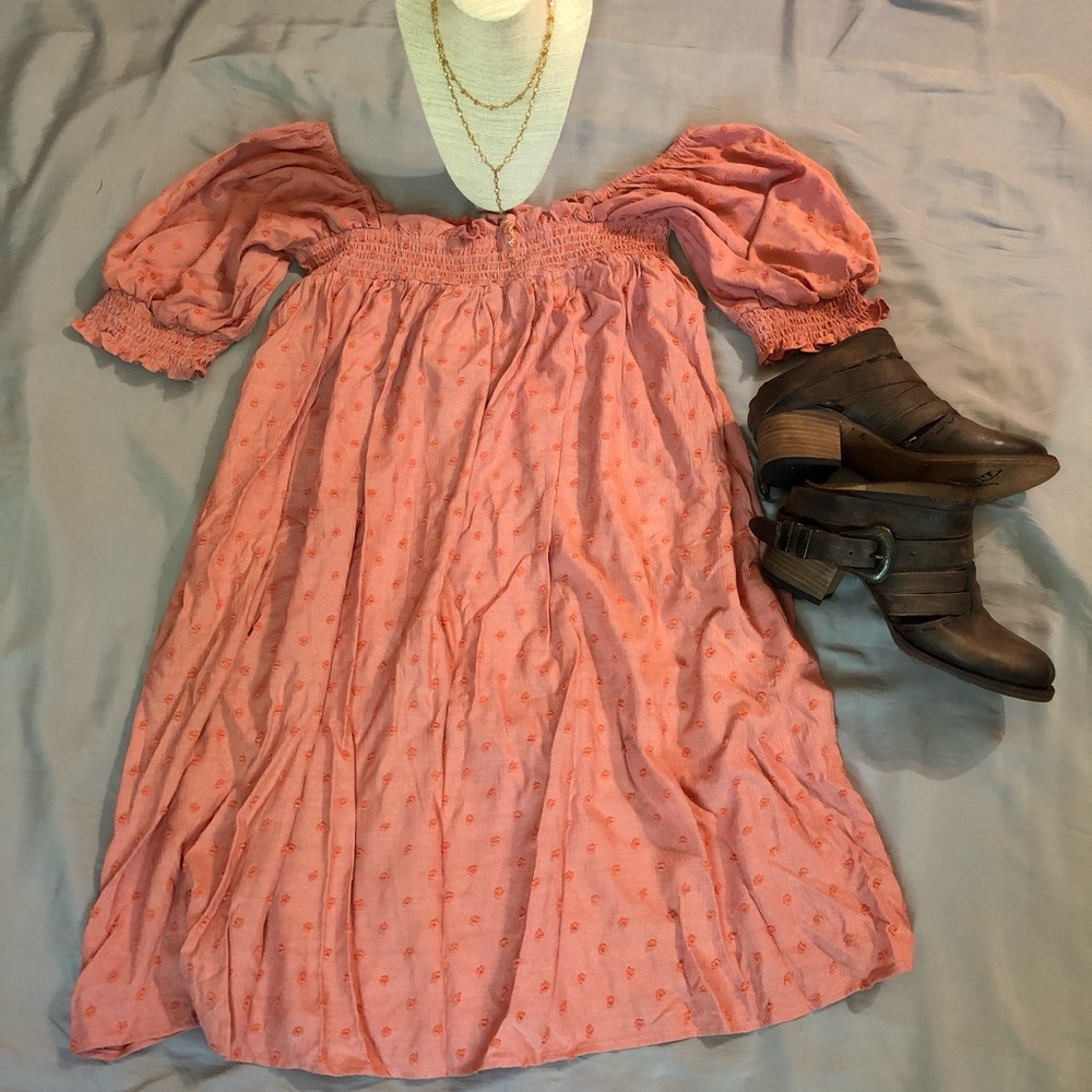 Boutique by Easel Coral Swiss Dot Dress